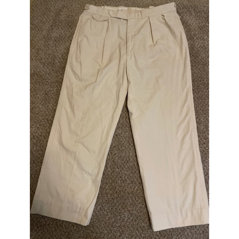 Polo Ralph Lauren Mens Pleated Chino Pants Trousers 38 VTG 80s Made in USA Flaw